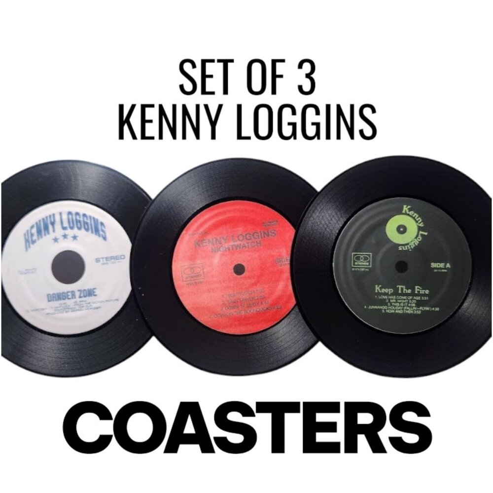 NEW Kenny Loggins Vinyl Coasters Set of 3 Pack Records Desk Decor Decorations Ma